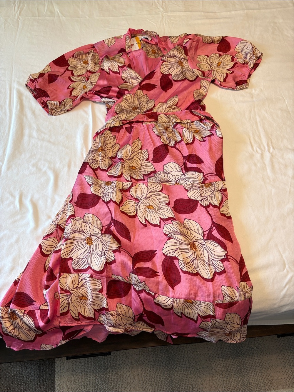 Draper James Pink Floral Midi Wrap Dress